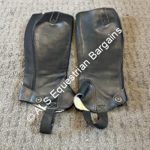 Fouganza Black Leather Half Chaps - Adults Small/Medium