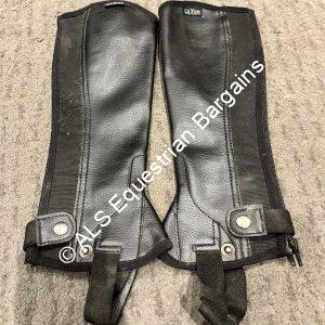 Saxon Black Leather Half Chaps - Childs Medium