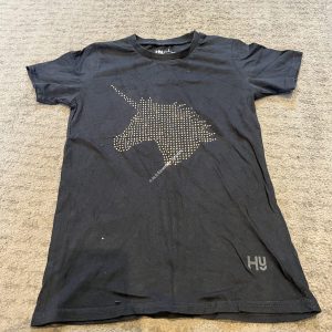 HY Childs Unicorn Black Top - 11-12yrs