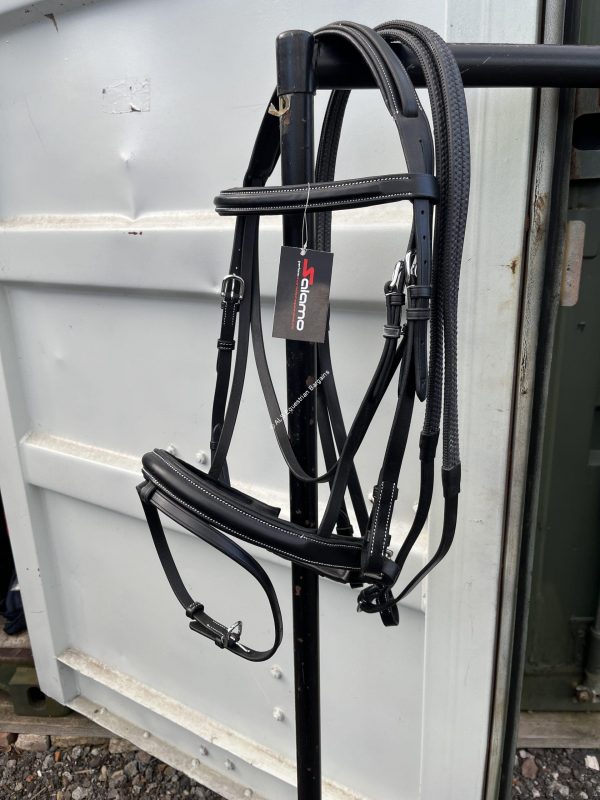 NEW Salamo Black Flash Comfort Bridle & Reins - Full