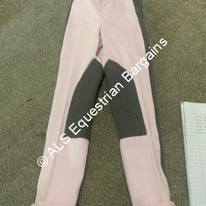 NEW HY Childs Pink/Brown Jodhpurs - 18"/Age 3-4yrs