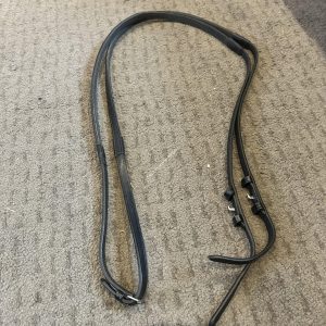 NEW Black Rubber/Leather Reins - Pony