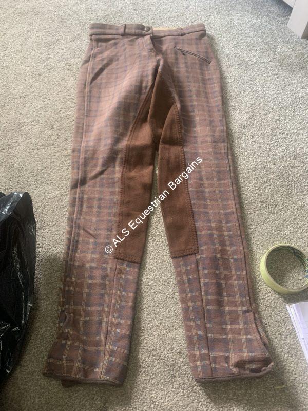 Brown Checked Ladies Jodhpurs - Size 6